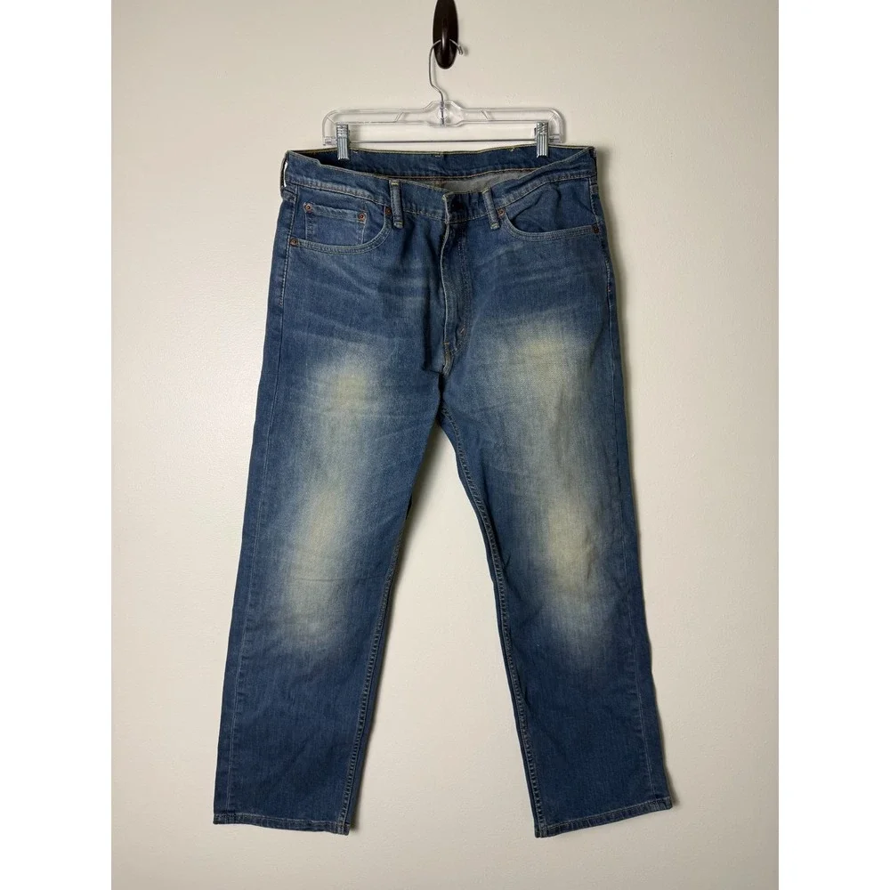 Levis 505 Mens Regular Fit Jeans 38x30 Medium Wash Blue Denim Straight Leg